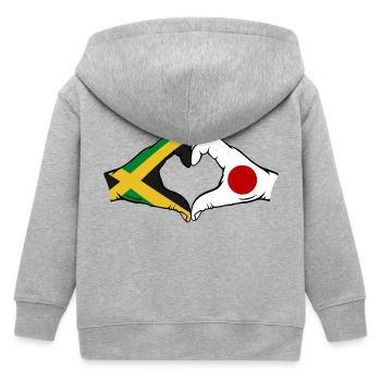 Jamaïque Japon Mains Forme Coeur - Veste à capuche enfant bio Stanley/Stella - gris chiné - Dos