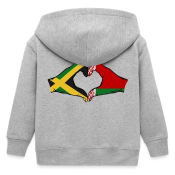 Jamaika Belarus Hände Herzform - Kinder Organic Kapuzenjacke Mini Cultivator von Stanley/Stella - Grau meliert - Hinten