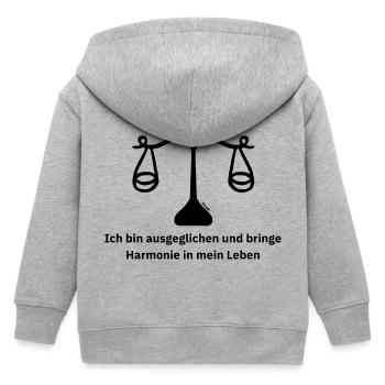 Sternzeichen Waage - Kinder Organic Kapuzenjacke Mini Cultivator von Stanley/Stella - Grau meliert - Hinten