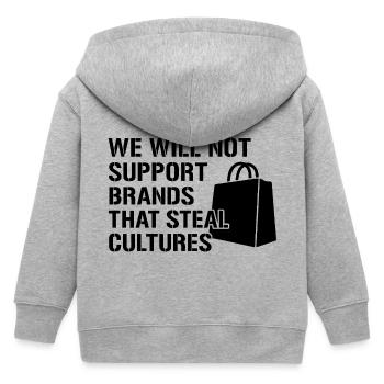 Nous ne soutiendrons pas les marques qui volent des cultures - Veste à capuche enfant bio Stanley/Stella - gris chiné - Dos