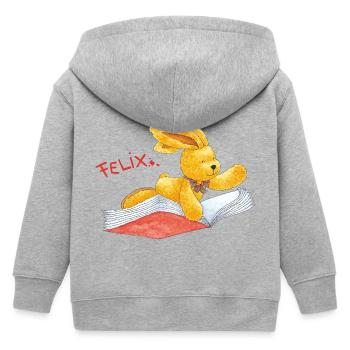 Felix der Hase Auf Einem Fliegenden Buch - Kinder Organic Kapuzenjacke Mini Cultivator von Stanley/Stella - Grau meliert - Hinten