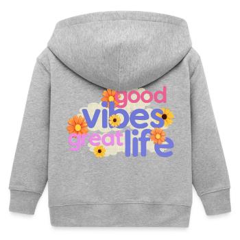 vibes great life - motivationsspruch - Kinder Organic Kapuzenjacke Mini Cultivator von Stanley/Stella - Grau meliert - Hinten