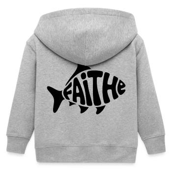 Gott Fisch - Christliches Logo - Kinder Organic Kapuzenjacke Mini Cultivator von Stanley/Stella - Grau meliert - Hinten