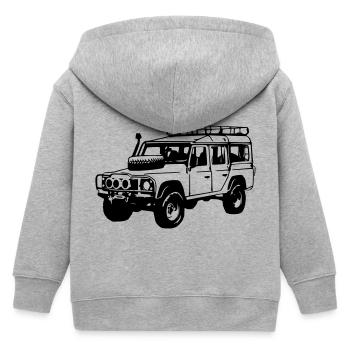 Land Rover Defender, Jeep, SUV - Veste à capuche enfant bio Stanley/Stella - gris chiné - Dos