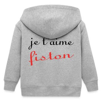 Je t'aime fiston - Kids Organic Zip-up Hoodie by Stanley/Stella - heather grey - Back