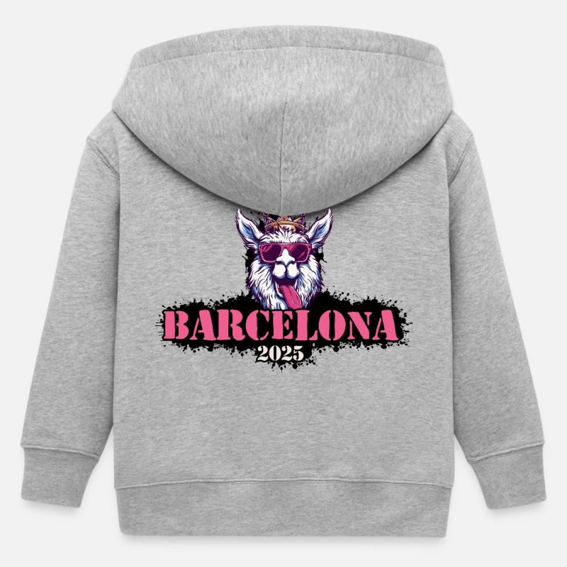 Barcelone 2025 Alpaga - Veste à capuche enfant bio Stanley/Stella - gris chiné