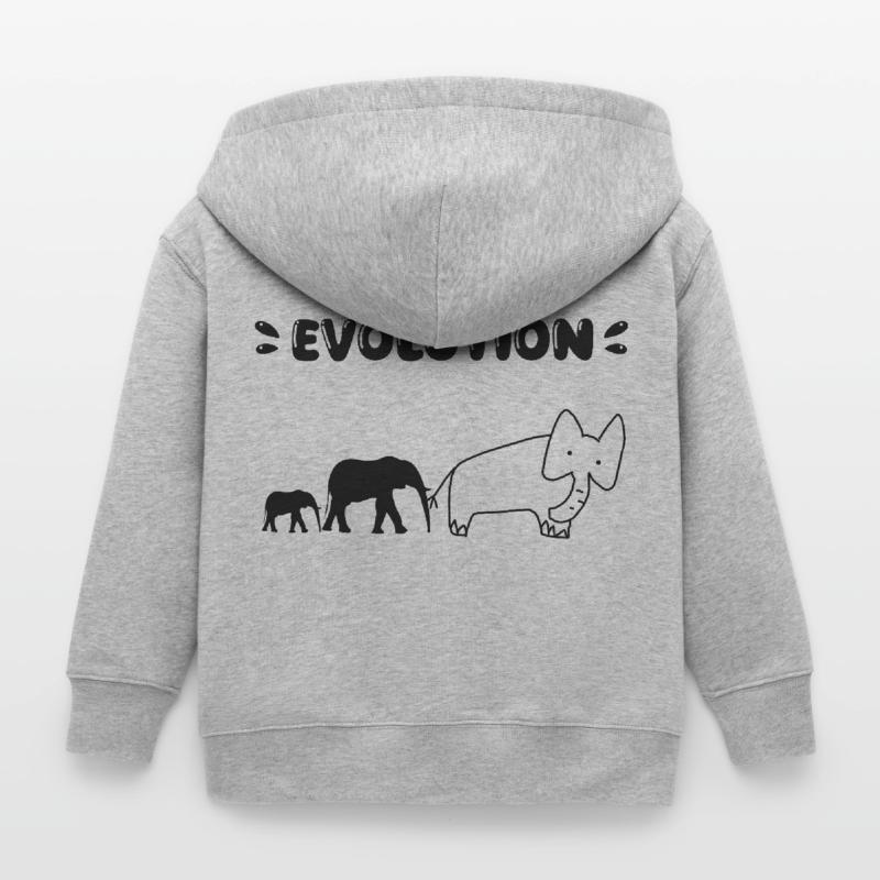 Elephant Evolution – Drôles d’étapes de l’évolution. Veste à capuche enfant bio Stanley/Stella