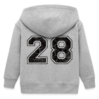 Zahl 28 im Used Look - Kinder Organic Kapuzenjacke Mini Cultivator von Stanley/Stella - Grau meliert - Hinten