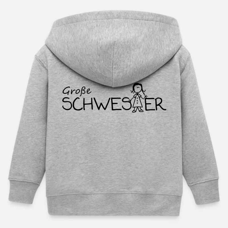 Große Schwester - Kinder Organic Kapuzenjacke Mini Cultivator von Stanley/Stella - Grau meliert