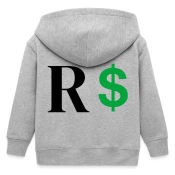 Letter r dollar - Kids Organic Zip-up Hoodie by Stanley/Stella - heather grey - Back