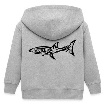 Shark - Kids Organic Zip-up Hoodie by Stanley/Stella - heather grey - Back