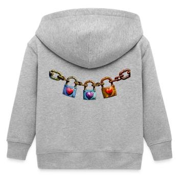 Liebesschlösser mit Herzen Design 2 - Kinder Organic Kapuzenjacke Mini Cultivator von Stanley/Stella - Grau meliert - Hinten