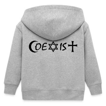 coexist - Kids Organic Zip-up Hoodie by Stanley/Stella - heather grey - Back