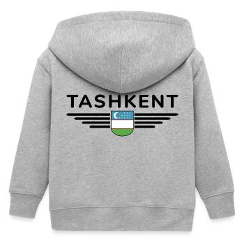 Taschkent T-Shirt – Usbekistans Herz - Kinder Organic Kapuzenjacke Mini Cultivator von Stanley/Stella - Grau meliert - Hinten
