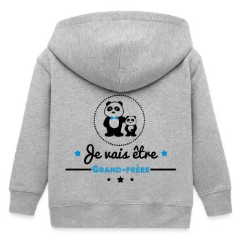 Bientôt grand-frère - Futur grand frère - Veste à capuche enfant bio Stanley/Stella - gris chiné - Dos