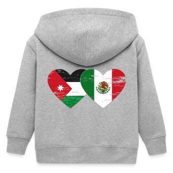 Jordan Mexico Flag Heart Used - Kids Organic Zip-up Hoodie by Stanley/Stella - heather grey - Back