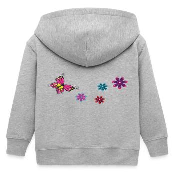 Butterfly with flowers - Kids Organic Zip-up Hoodie by Stanley/Stella - heather grey - Back