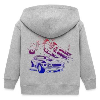 Crash Mode Gamer - Kids Organic Zip-up Hoodie by Stanley/Stella - heather grey - Back