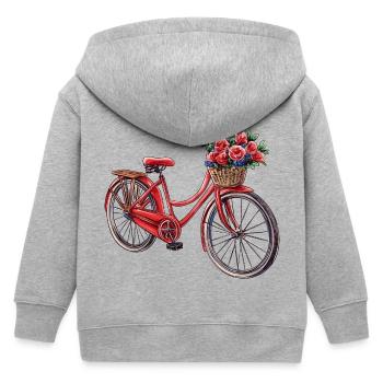 Bicycle with flower basket - Kids Organic Zip-up Hoodie by Stanley/Stella - heather grey - Back