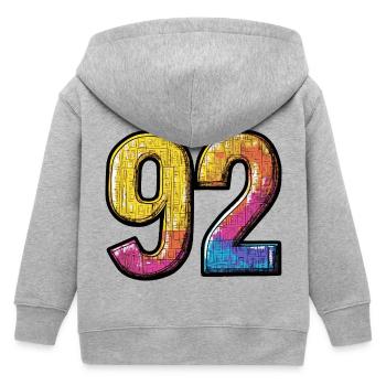 92 Number Symbol - Kids Organic Zip-up Hoodie by Stanley/Stella - heather grey - Back