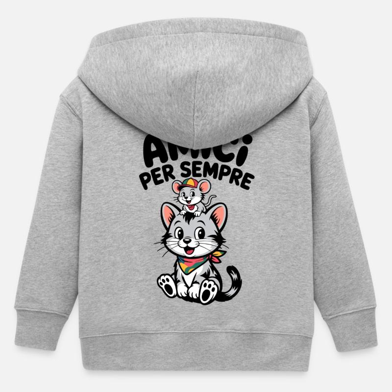 Chats et souris - Veste à capuche enfant bio Stanley/Stella - gris chiné
