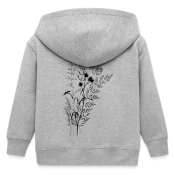 Composition fleurs sauvage et abeille fourmis - Veste à capuche enfant bio Stanley/Stella - gris chiné - Dos