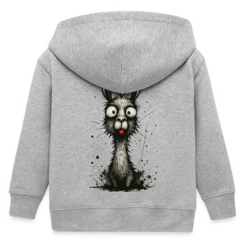 Funny llama with tongue – comic book splash - Kids Organic Zip-up Hoodie by Stanley/Stella - heather grey - Back