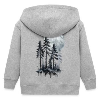 Mondschein Wald Aquarell Silhouette - Kinder Organic Kapuzenjacke Mini Cultivator von Stanley/Stella - Grau meliert - Hinten