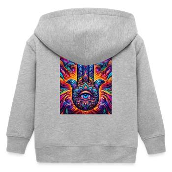 Psychedelische Hamsa Auge Hand Mandala - Kinder Organic Kapuzenjacke Mini Cultivator von Stanley/Stella - Grau meliert - Hinten