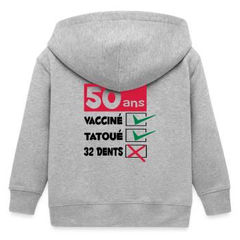 TEE SHIRT HUMOUR DESIGN ET MOTIF ANNIVERSAIRE 50 - Veste à capuche enfant bio Stanley/Stella - gris chiné - Dos