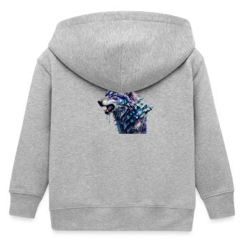 Alpha Wolf - Kids Organic Zip-up Hoodie by Stanley/Stella - heather grey - Back