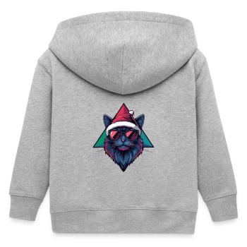 Katze Weihnachten Cool - Kinder Organic Kapuzenjacke Mini Cultivator von Stanley/Stella - Grau meliert - Hinten