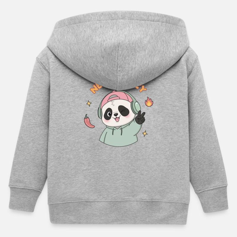 Panda neuroépicé - Veste à capuche enfant bio Stanley/Stella - gris chiné