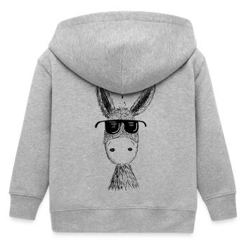 Cool donkey with sunglasses I Muli I gift - Kids Organic Zip-up Hoodie by Stanley/Stella - heather grey - Back