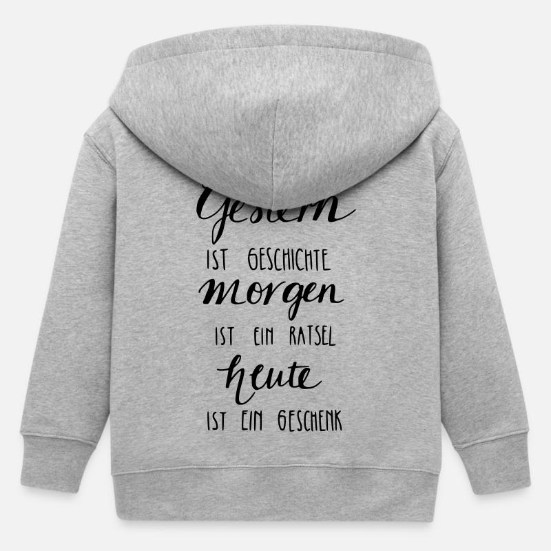 Gestern ist Geschiche... Heute ein Geschenk! - Kinder Organic Kapuzenjacke Mini Cultivator von Stanley/Stella - Grau meliert