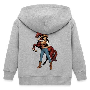 Cowboy-Frau und Red Horse - Kinder Organic Kapuzenjacke Mini Cultivator von Stanley/Stella - Grau meliert - Hinten
