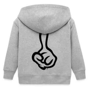 Erhobener Zeigefinger (Finger / Linke Hand / 1C) - Kinder Organic Kapuzenjacke Mini Cultivator von Stanley/Stella - Grau meliert - Hinten