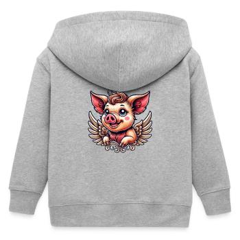 Schwein Engel Flügel Heiligenschein Ornamente - Kinder Organic Kapuzenjacke Mini Cultivator von Stanley/Stella - Grau meliert - Hinten