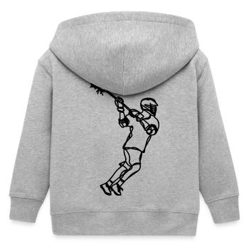Lacrosse Player Sketch - Kids Organic Zip-up Hoodie by Stanley/Stella - heather grey - Back
