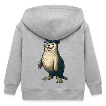 Seehund mit Kapitänsmütze - Kinder Organic Kapuzenjacke Mini Cultivator von Stanley/Stella - Grau meliert - Hinten