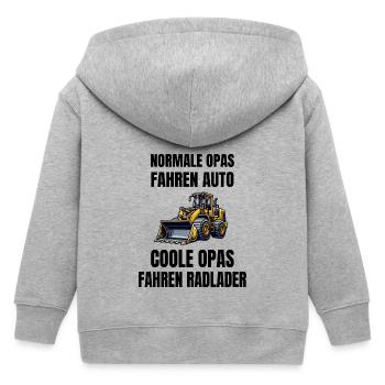 Normale Opas fahren Auto Coole Opas Radlader - Kinder Organic Kapuzenjacke Mini Cultivator von Stanley/Stella - Grau meliert - Hinten