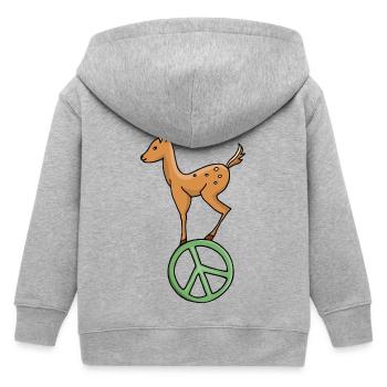 Peace Symbol Fawn - Kids Organic Zip-up Hoodie by Stanley/Stella - heather grey - Back