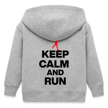 KEEP CALM AND RUN! JOGGING RACING SPORT FIT black - Kids Organic Zip-up Hoodie by Stanley/Stella - heather grey - Back
