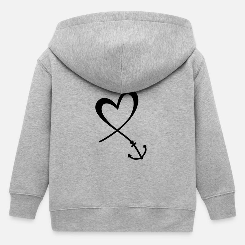 Ancre de cœur - Veste à capuche enfant bio Stanley/Stella - gris chiné