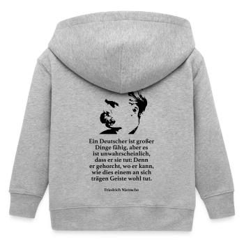 Nietzsche: Ein Deutscher ist großer Dinge fähig, - Kinder Organic Kapuzenjacke Mini Cultivator von Stanley/Stella - Grau meliert - Hinten