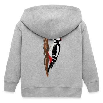 Woodpecker - Kids Organic Zip-up Hoodie by Stanley/Stella - heather grey - Back