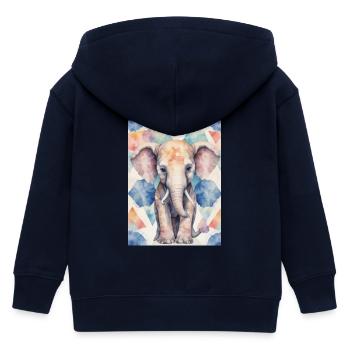 Colorful Elephant - Kids Organic Zip-up Hoodie by Stanley/Stella - navy - Back