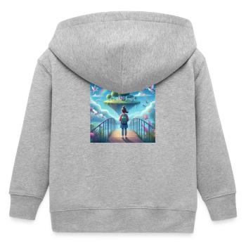 Imaginative sky streams with unicorns - Kids Organic Zip-up Hoodie by Stanley/Stella - heather grey - Back