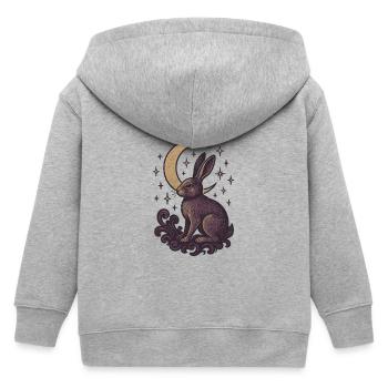 Celestial Hare Mystical Illustration - Kids Organic Zip-up Hoodie by Stanley/Stella - heather grey - Back
