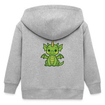 Drôle de dragon avec corne et ailes - Veste à capuche enfant bio Stanley/Stella - gris chiné - Dos